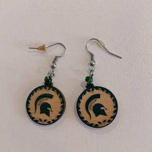 Michigan state university wooden earrings